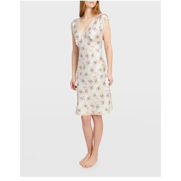 Morgan Lane Cordelia Lace Trimmed Floral Print Satin Nightgown Sz Xl Cottagecore